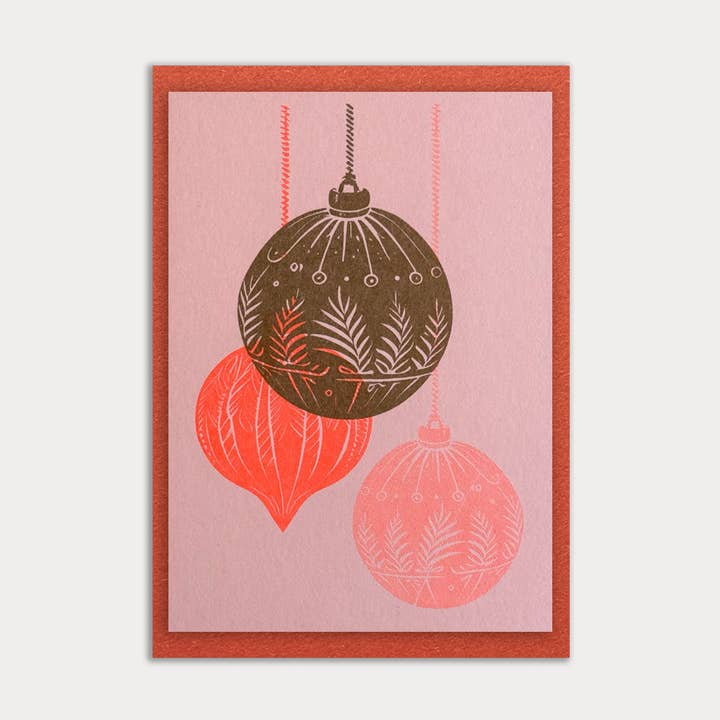 Carte de Noël avec enveloppe / Boules de Noël / Papier Gmund Premium pour la vente par Togethery