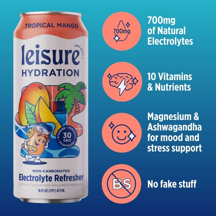 Leisure Hydration Electrolyte Tropical Mango (16 oz x 12 pack) for wholesale by Leisure Hydration