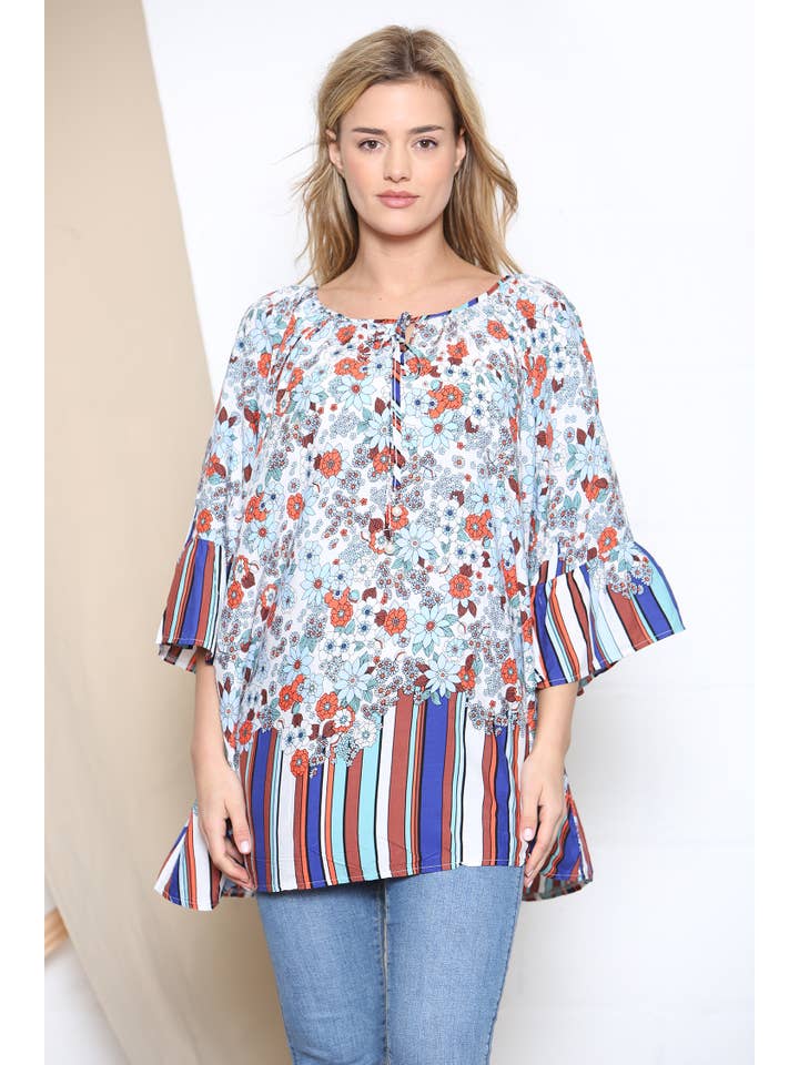 Lucy Sparks - Wholesale Tunic - Women's - Stripe trim floral top12