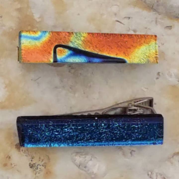 Dichroic Glass Tie Clip Wholesale for wholesale by Mellyn's