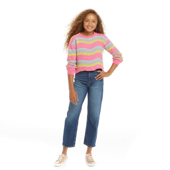 Girls Tween Wavy Chenille Hem Sweater for wholesale on Faire