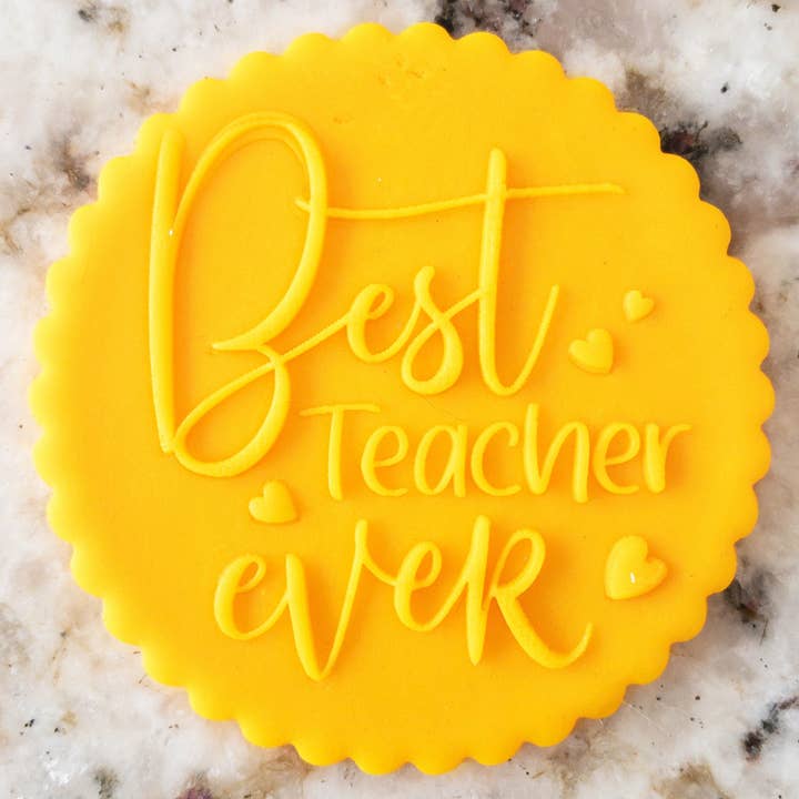 Best Teacher Ever 2 POPup Embosser Cookie Biscuit Stamp for wholesale by Cut Bake Stamp