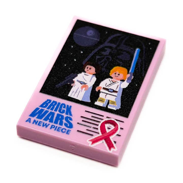 Limited Production! Pink (Break Cancer Awareness) Brick Wars: A New Piece Movie Tile Cover (2x3 Tile) - B3 Customs for wholesale by B3 Customs