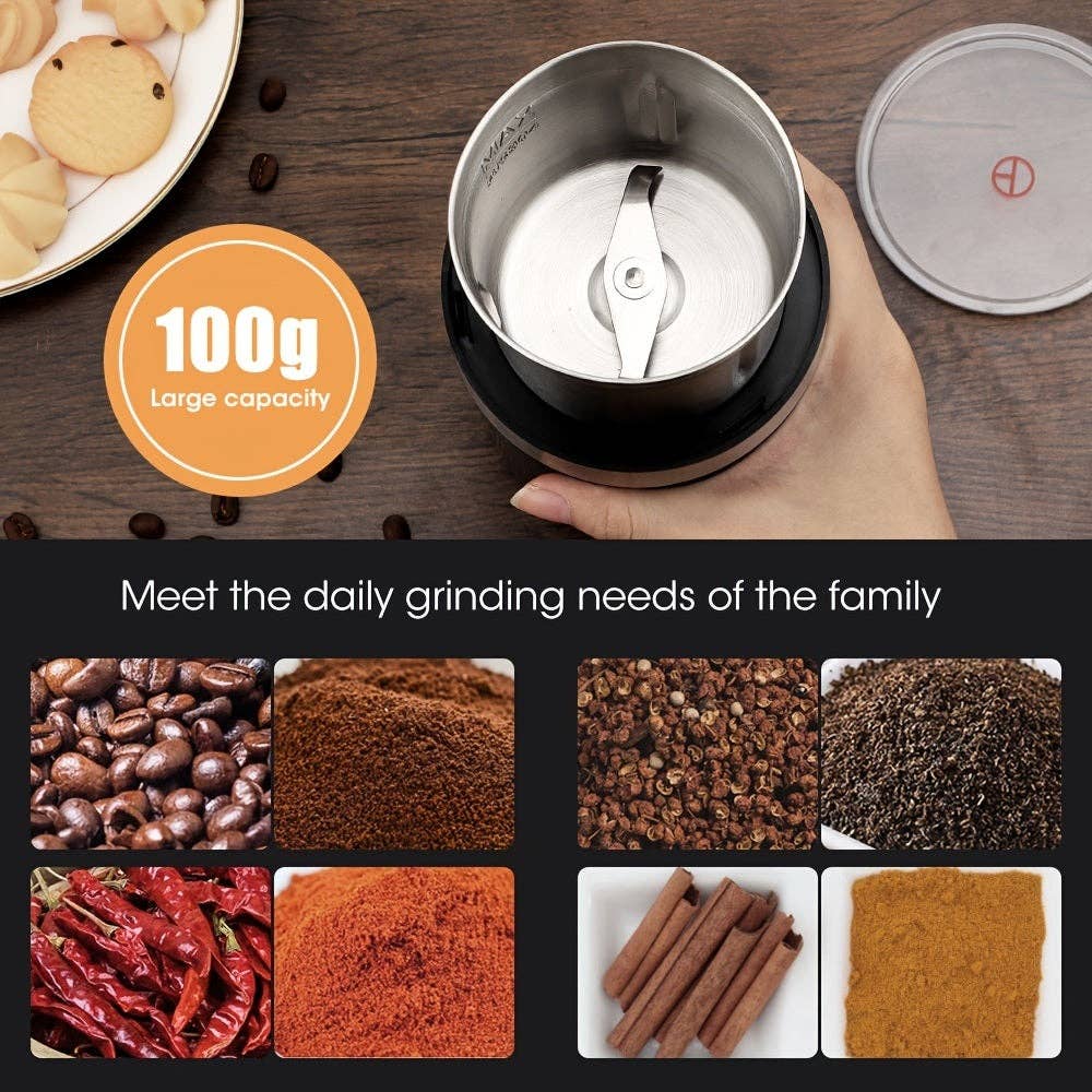 Black 1pc Automatic Grinder; Detachable Washable Design Garlic Herbal Grain Spice Grinder; Electric Coffee Bean Grinders for wholesale on Faire2