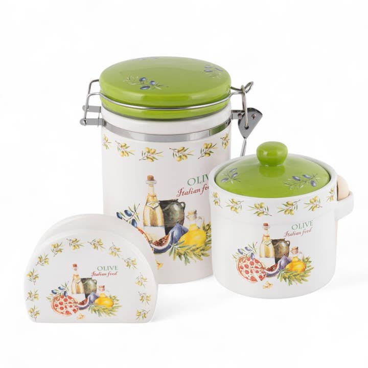 Ensemble de cuisine en céramique aux herbes italiennes pour la vente par STP