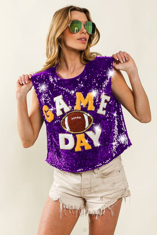 Vanilla Monkey - Wholesale Tank Top - Women's - Game Day And Football Patches Sequin Top5