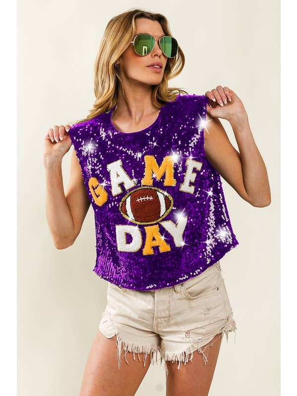 Vanilla Monkey - Wholesale Tank Top - Women's - Game Day And Football Patches Sequin Top5