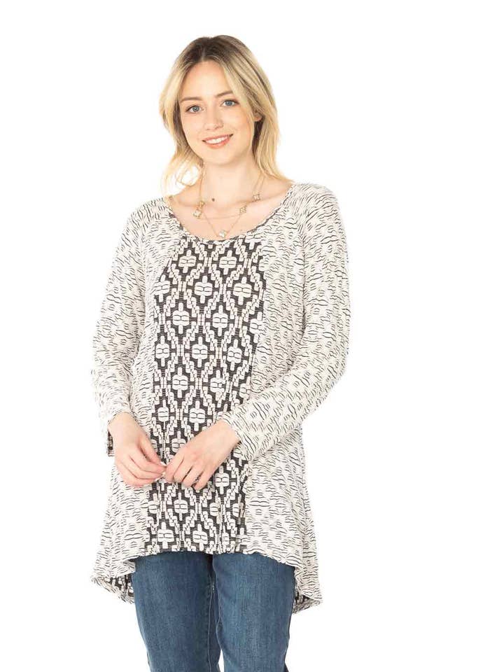 Tianello "Game" Jacquard Knit Jersey "Nao" Tunic for wholesale by Tianello