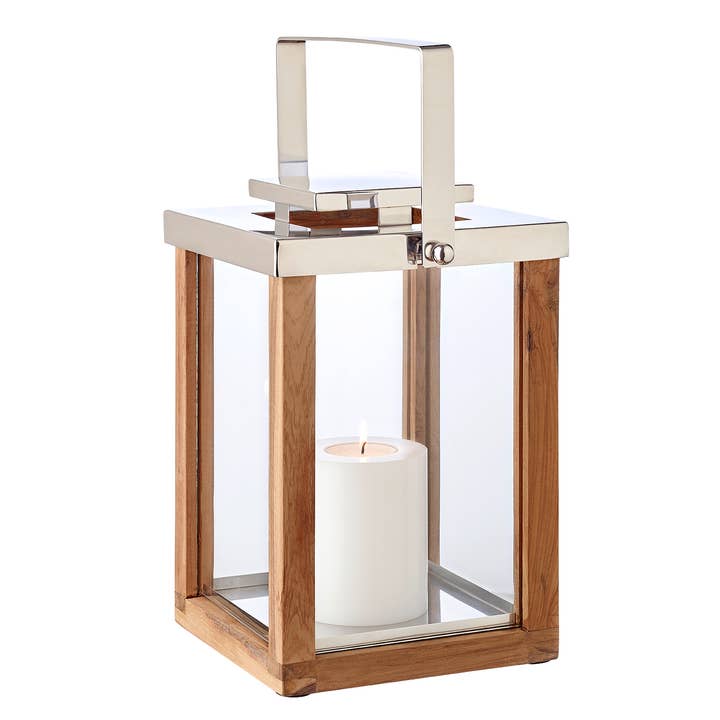 Laterne Windlicht Miami mit klappbarem Griff, Holz für den Großhandel von EDZARD