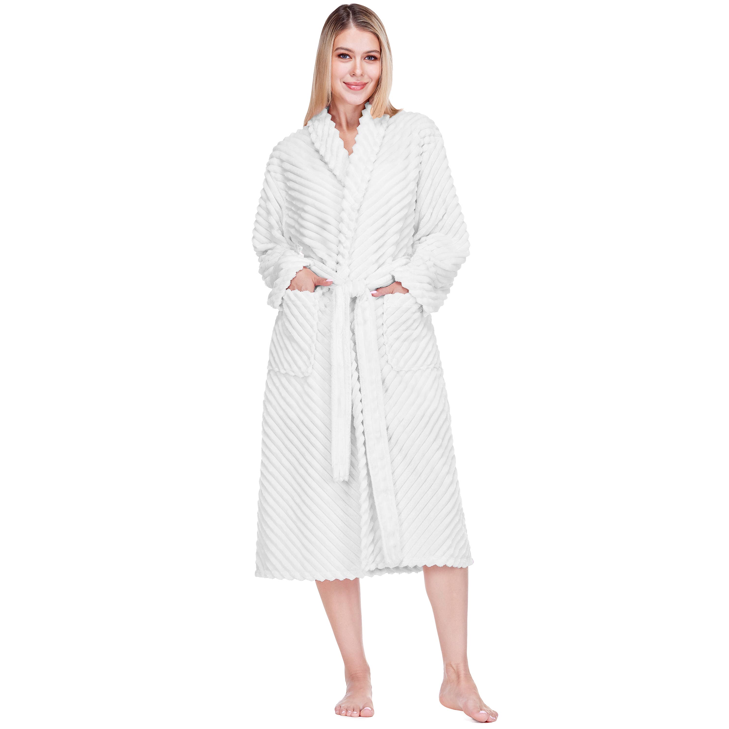 Pavilia - Wholesale Robe - Women's - Women's Ribbed Fleece Robe26