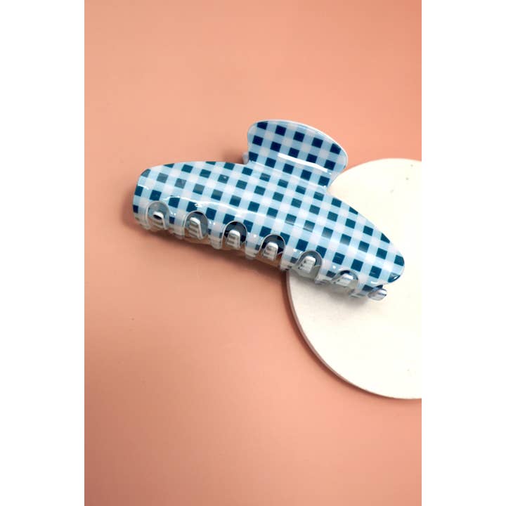 JOSSLYN by wall to wall - Wholesale Hair Clip - Women's - JUMBO STRIPE PLAID OVAL HAIR CLAW CLIPS | 40H1020