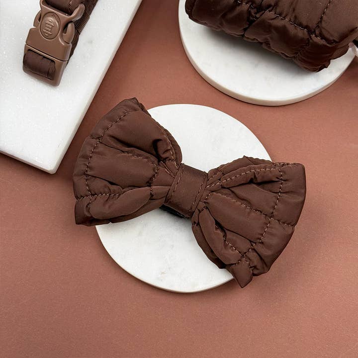 Espresso Quilted Bow Tie for wholesale by Cocopup London