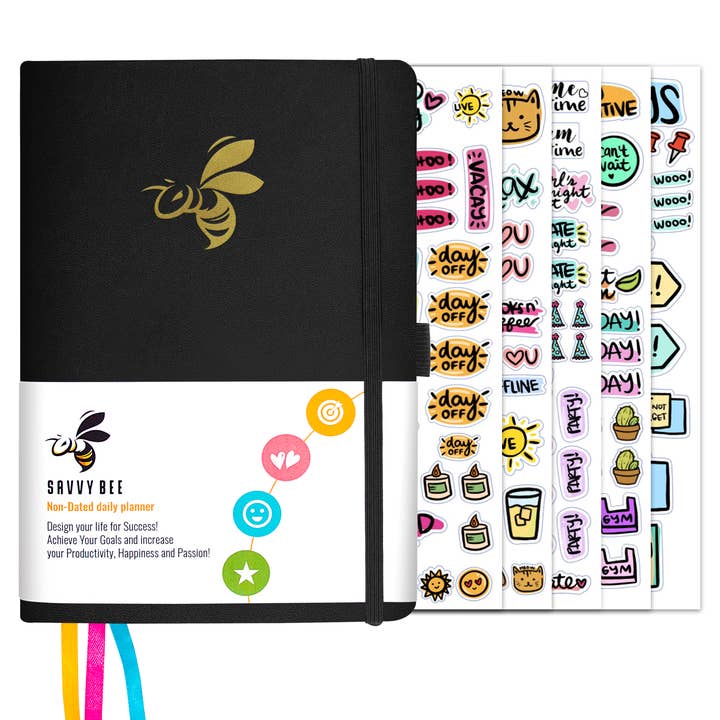 Savvy Bee Daily Planner - Black for wholesale by Savvy Bee