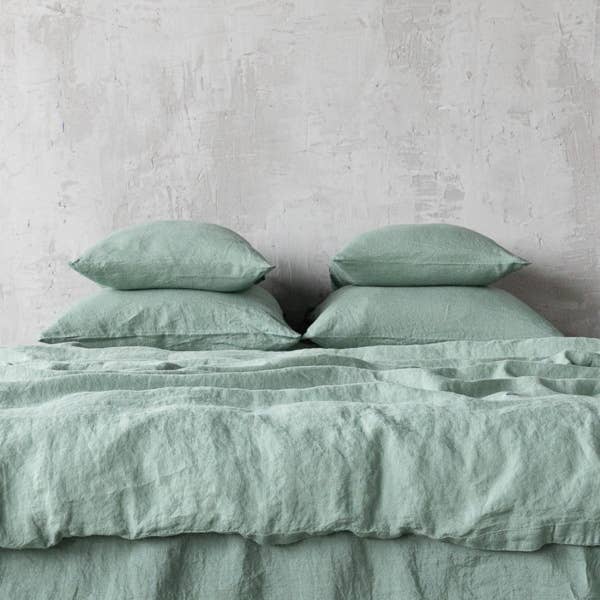 LinenMe - Wholesale Bedding Pillowcase/Sham - Linen Pillow Case Spa Green Stone Washed