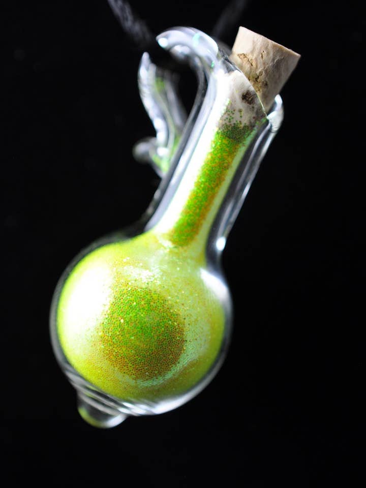 Yellow Fairy Dust Glass Necklace Bottle for wholesale by Crystal Dragon