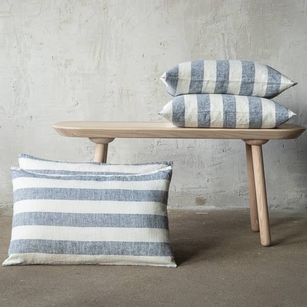 LinenMe - Wholesale Throw Pillow Cover - Linen Cushion Cover Indigo Philippe, Wide stripe Cushion2