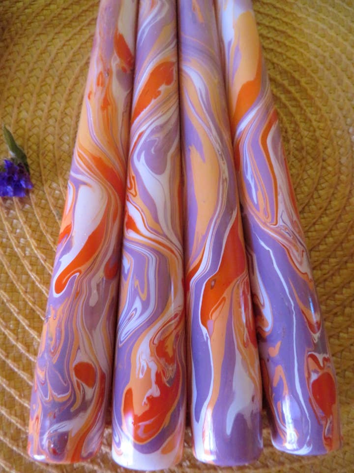 Alice Marbled Taper Candle Set for wholesale by Candle Art Designs LLC