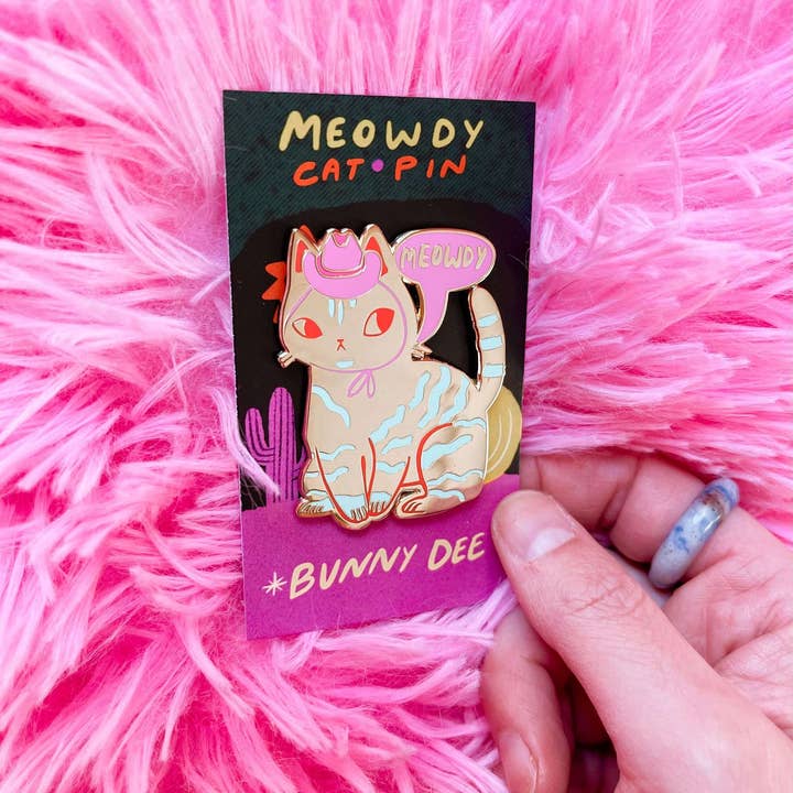 Bunny Dee - Wholesale Lapel Pin/Button - Meowdy the country cat hard enamel pin4