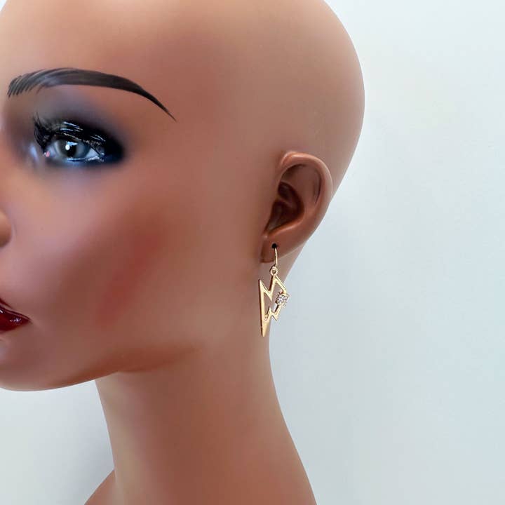 Greater Goods Imports & Wholesale - Wholesale Dangle Earrings - E1092 QE1715 Lightning Bolt Design Drop Dangle Hook Earrings1