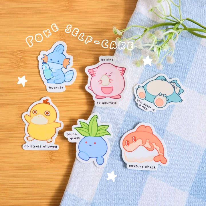 Poke Self-Care Stickers for wholesale by byUme Co.