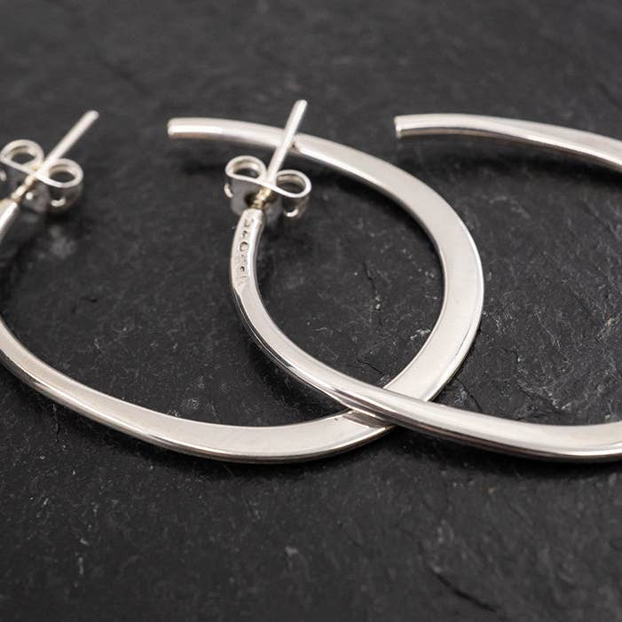 Flared Oval Hoop Earrings for wholesale by Corazón Sterling