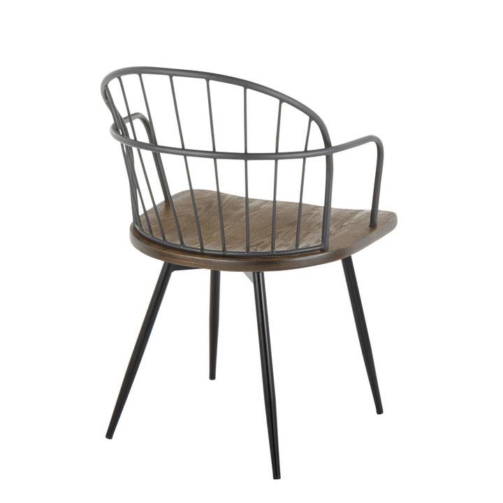 Black Metal Dark Walnut Wood Riley Arm Chair - Set of 2 for wholesale on Faire12