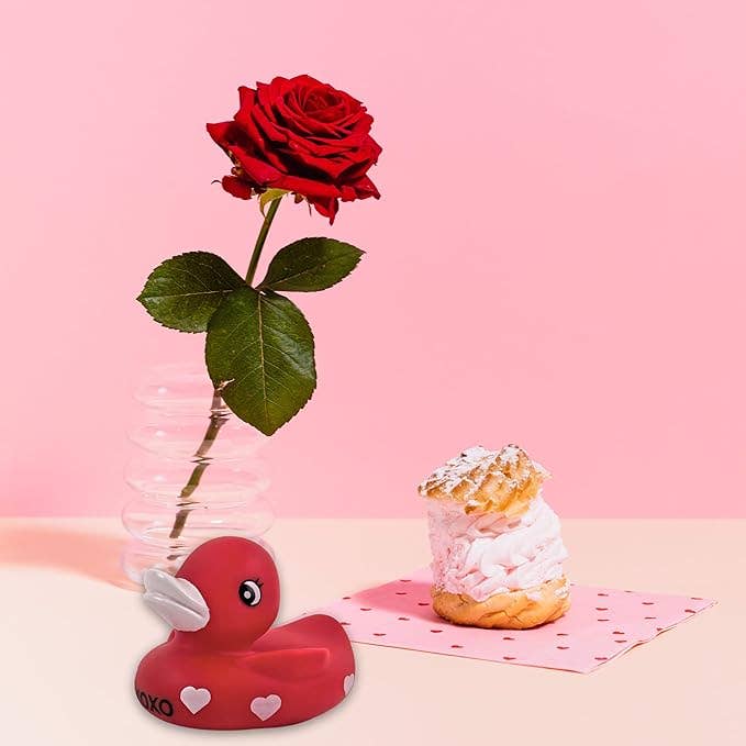 4E's Novelty - Wholesale Bath Toy - Baby - 3" Valentines Rubber Duck - Large Red XOXO Sweetheart Rubber Ducky