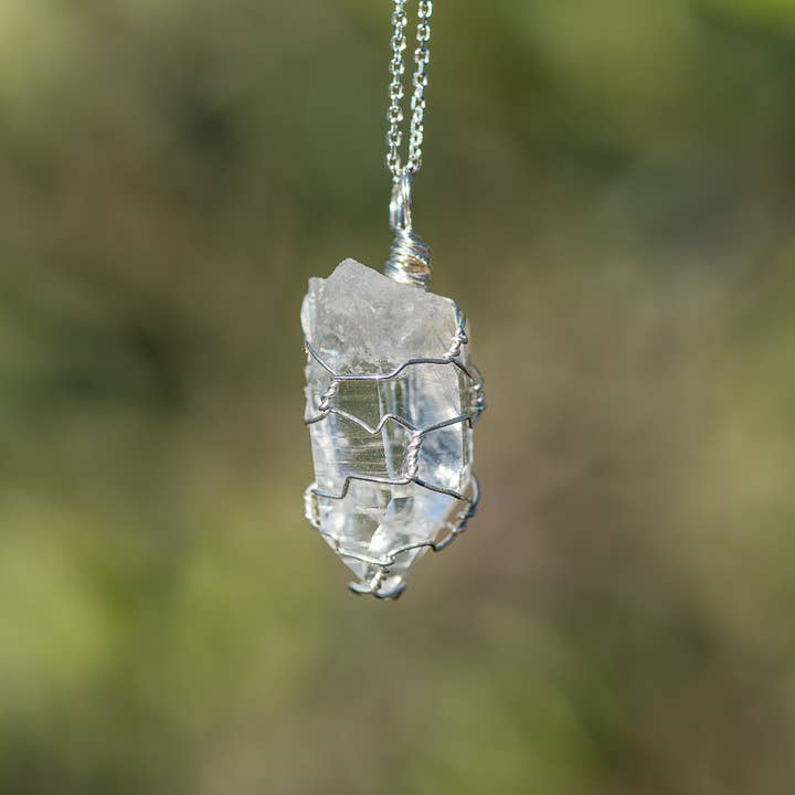 Arkansas Clear Quartz Wire Wrapped Necklace for wholesale by Evida Co.