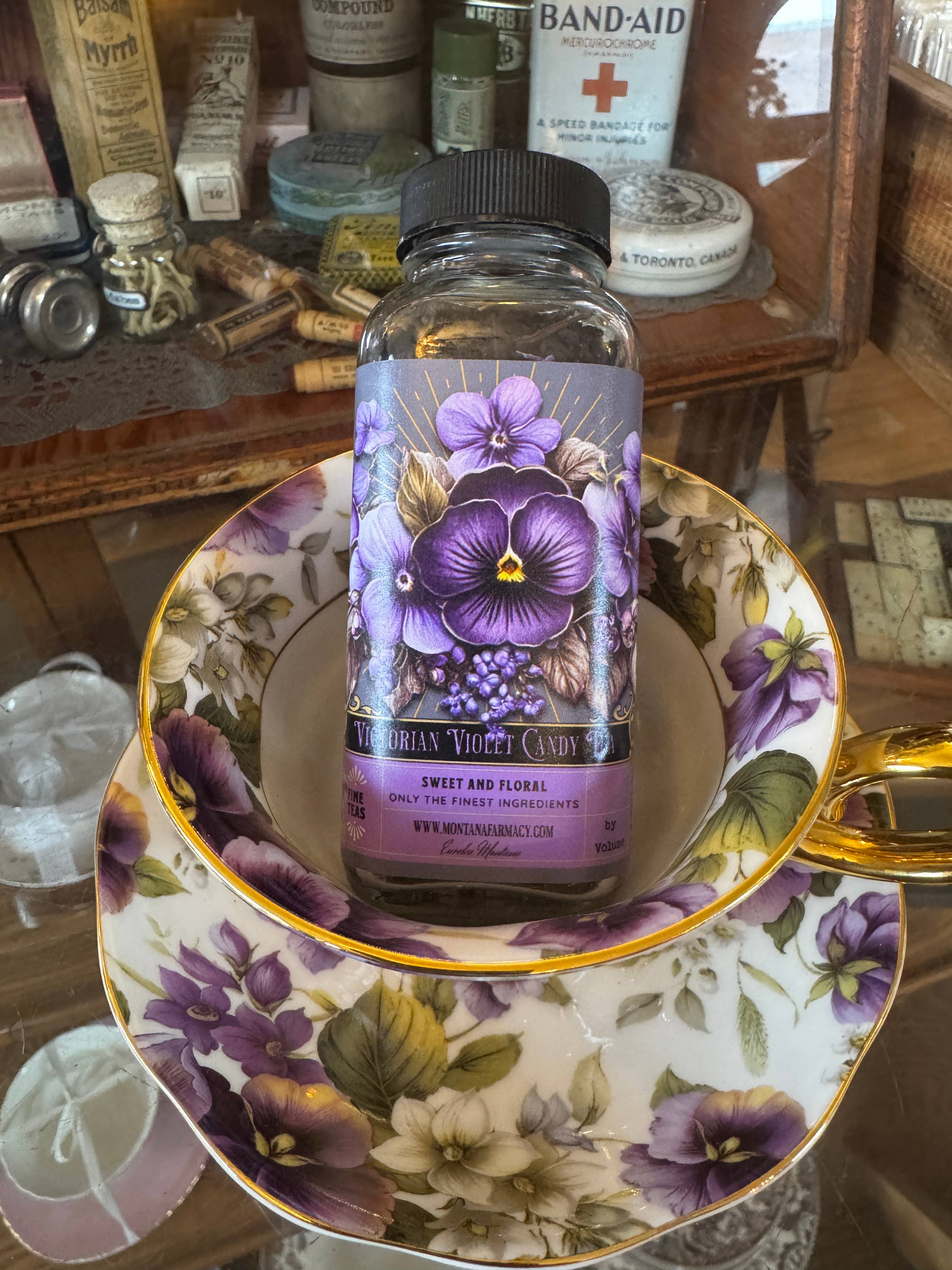 Montana Farmacy - Wholesale Loose Tea - Vintage Victorian Violet Candy Tea Candied French Tea in Jar6