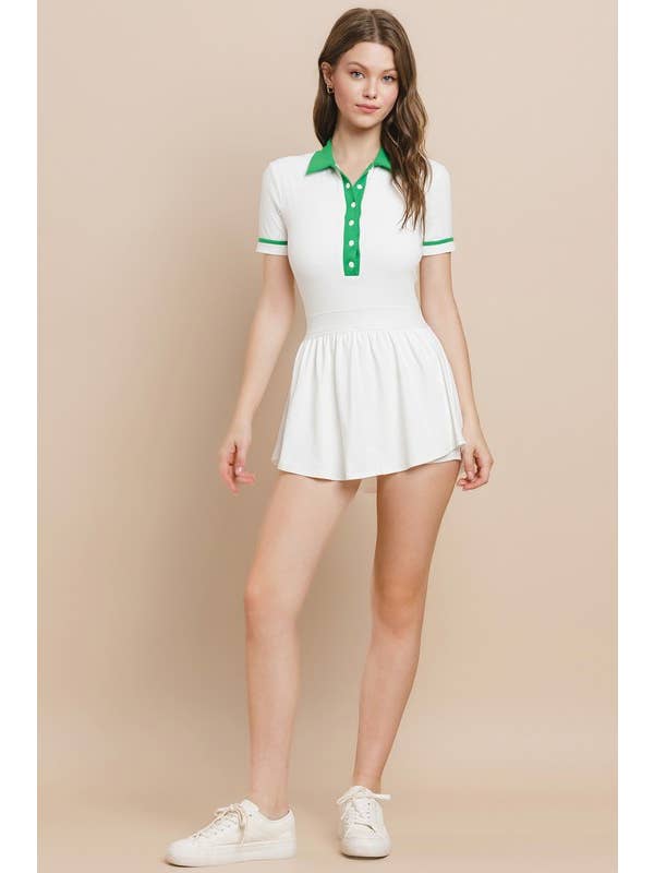 White CD04739-Motion Button Up Athletic Dress for wholesale on Faire4