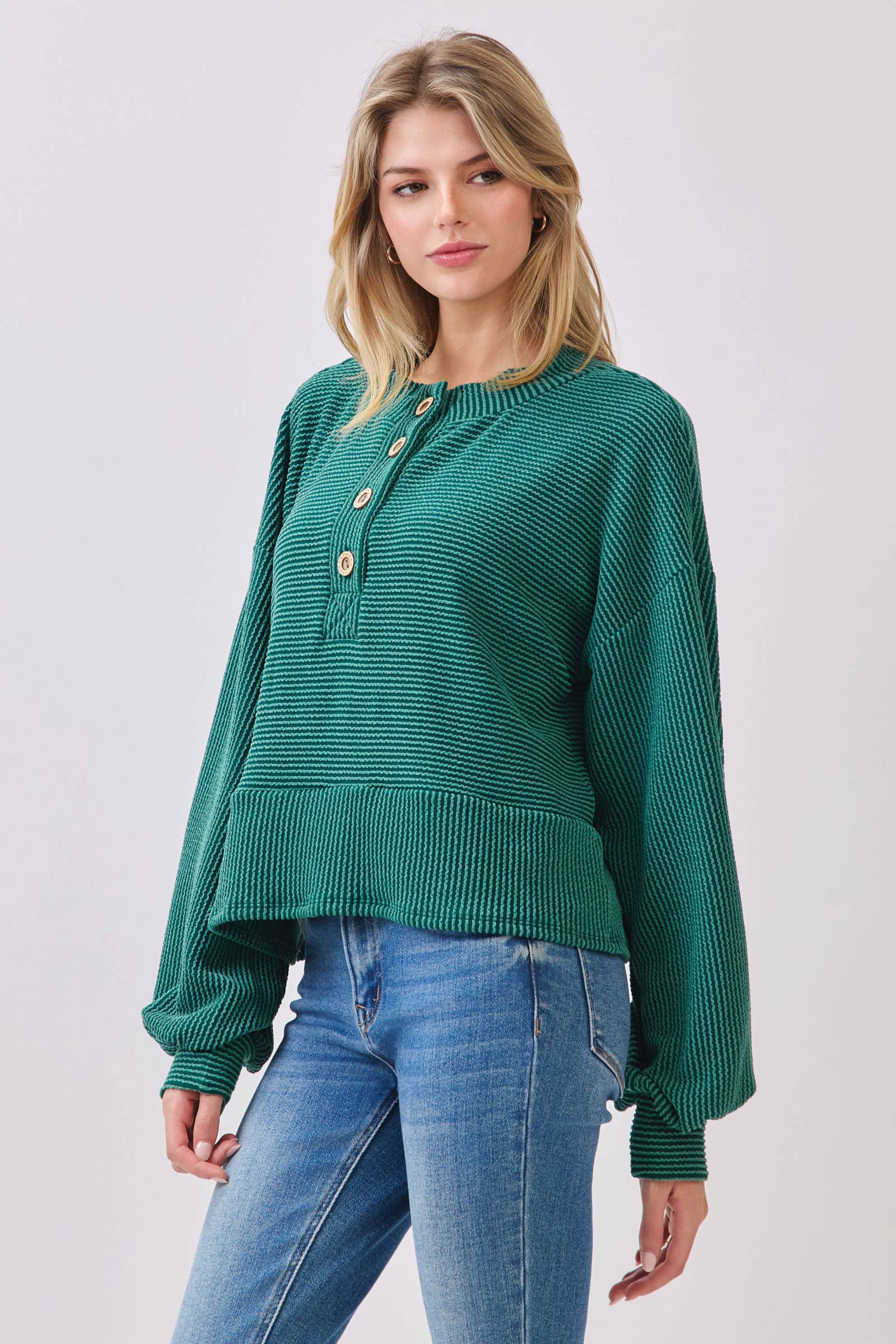 BOMBOM - Wholesale Knit Sweater - Women's - TL2078 Ribbed Button-Up Knit Pullover5