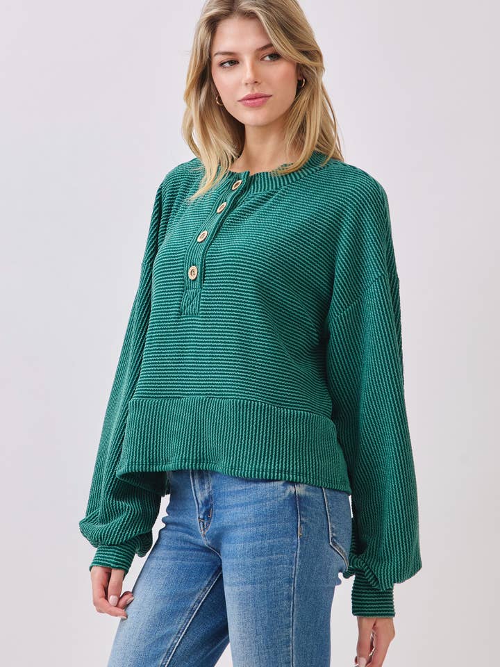 BOMBOM - Wholesale Knit Sweater - Women's - TL2078 Ribbed Button-Up Knit Pullover5