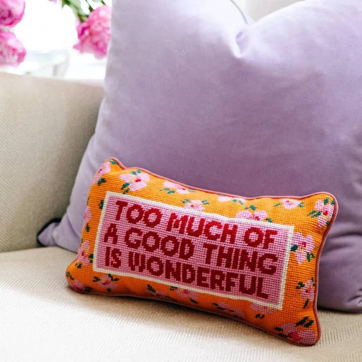 Furbish Studio - Wholesale Throw/Decorative Pillow - Too Much Needlepoint Pillow