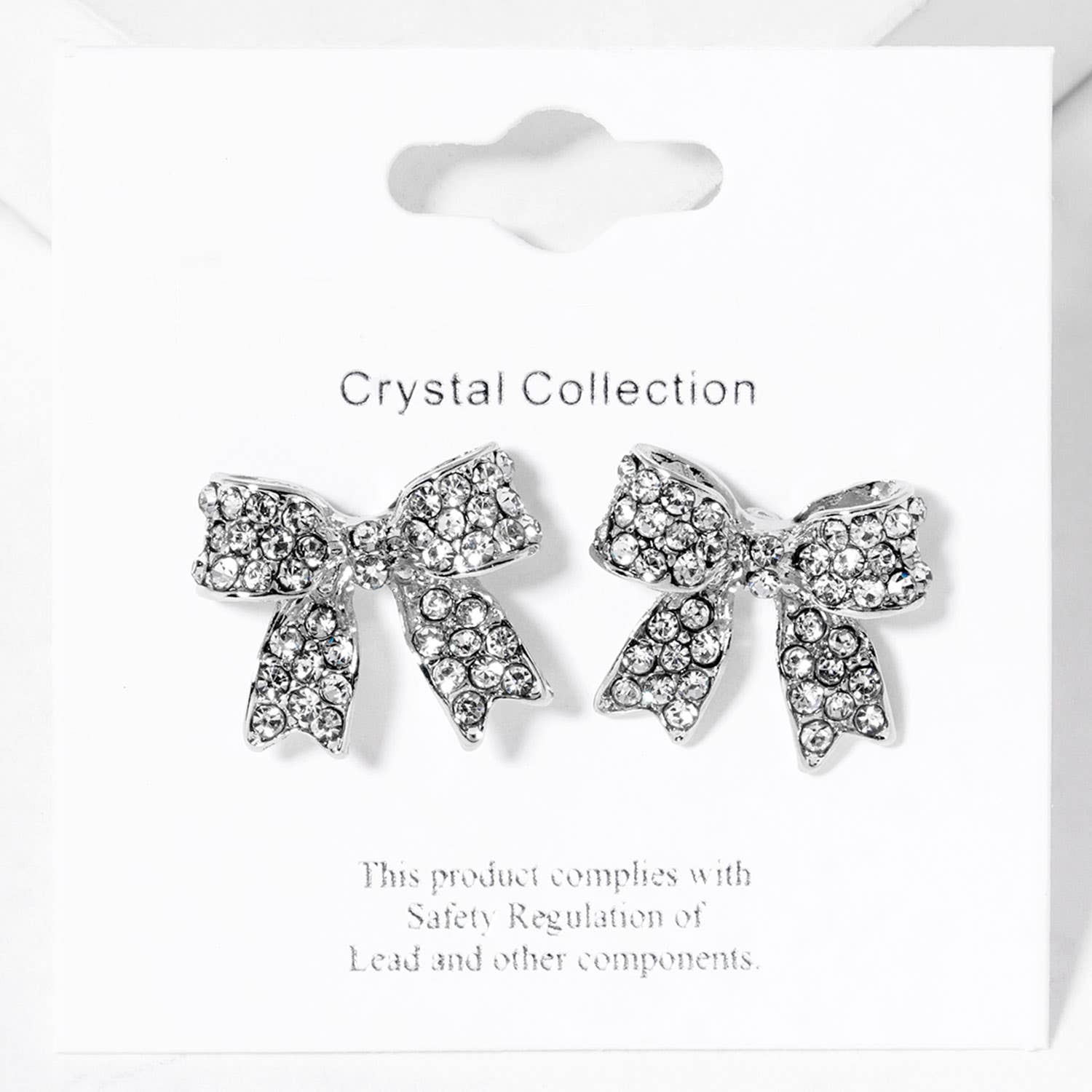 Sensibling Corp. - Wholesale Stud/Post Earrings - Crystal Rhinestone Pave Bow Stud Earrings
6