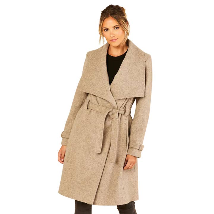 Anastasia Fashions Wintermantel aus Wolle mit großem Kragen, beige für den Großhandel von Anastasia