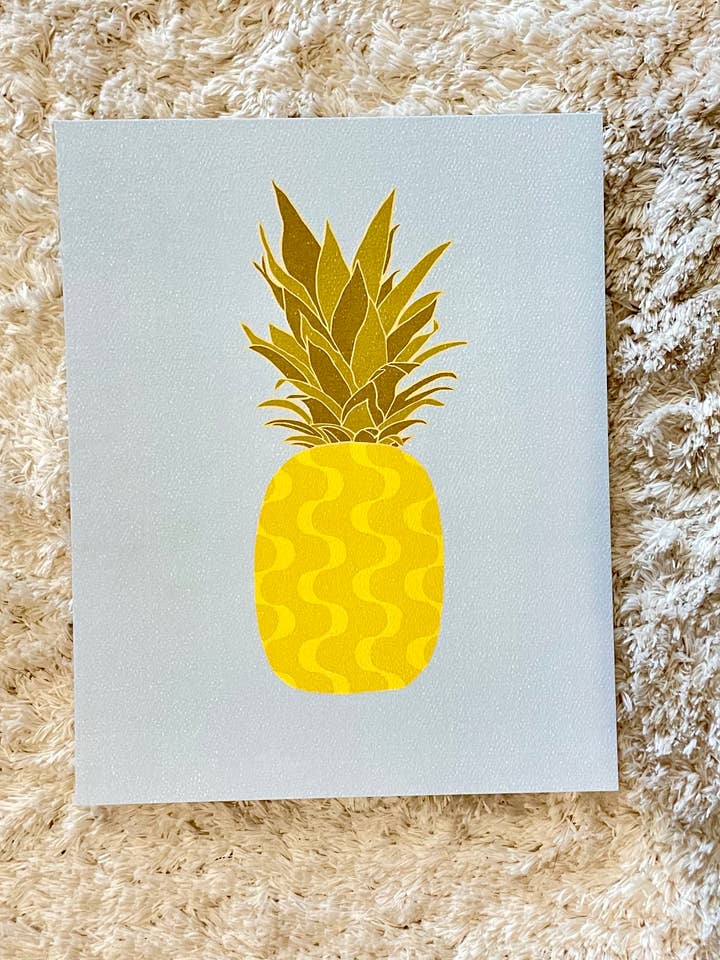 Pineapple Art Print, Fruit Wall Art, pineapple wall art for wholesale by Hippie Lou Studio