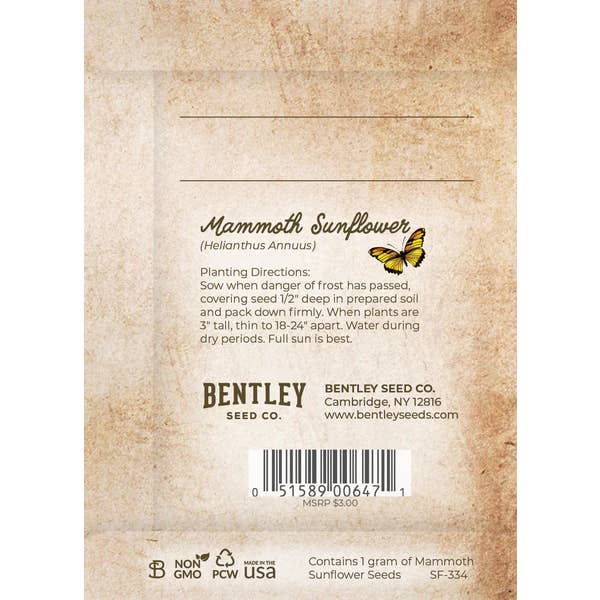 Bentley Seed Co. - Wholesale Birthday Card - Happy Birthday - Sunflower - Mammoth Sunflower Seed Packets