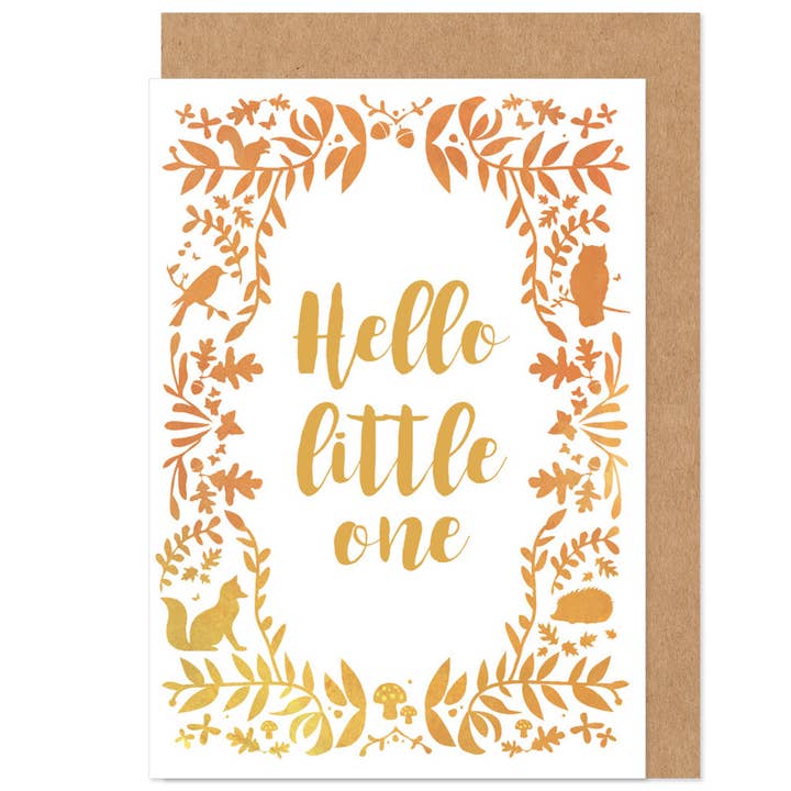 Carte de bébé Hello Little One Jaune pour la vente par Bow & Bell