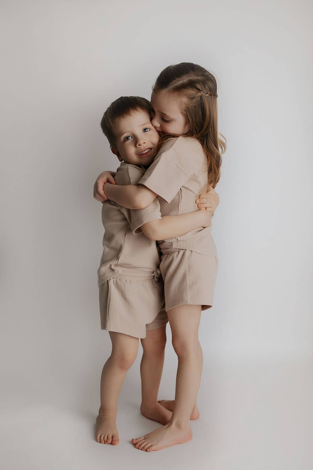 Three Little Tots – wholesale Top & short set – Kids – Tan Summer Waffle Toddler Top & Bottom Set33