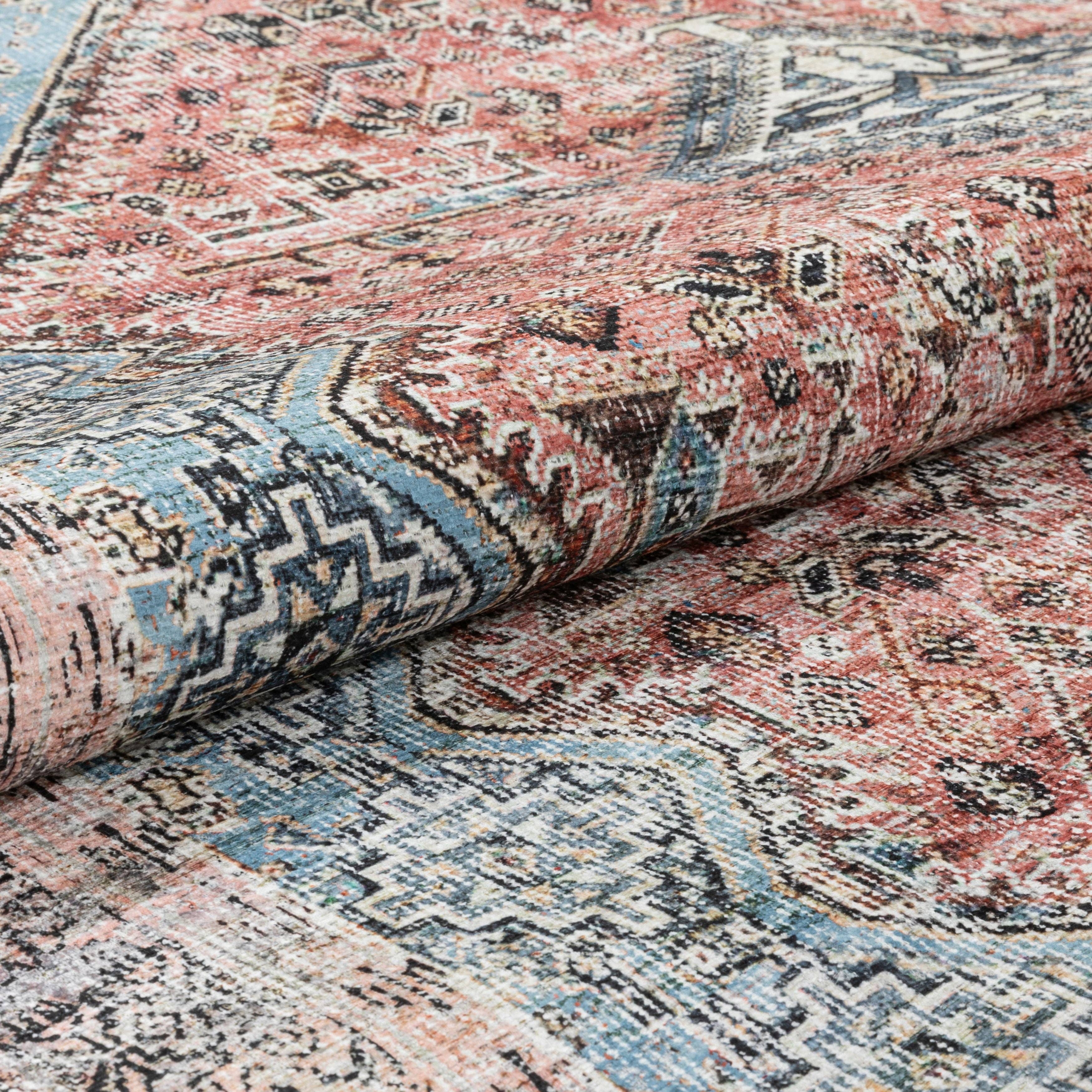 Well Woven – Großhandel Teppichvorleger – Menda, maschinenwaschbar, böhmisches Medaillon, orientalisch, Vintage-Stil11