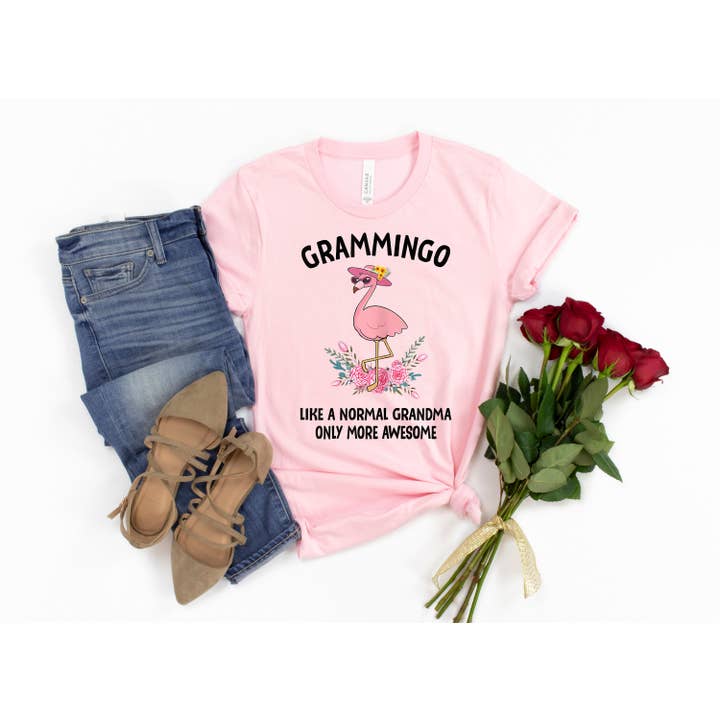 PrimestoreUS - Vente T-shirt sérigraphié – femme - Superbe t-shirt Flamingo Grammingo Grandma
