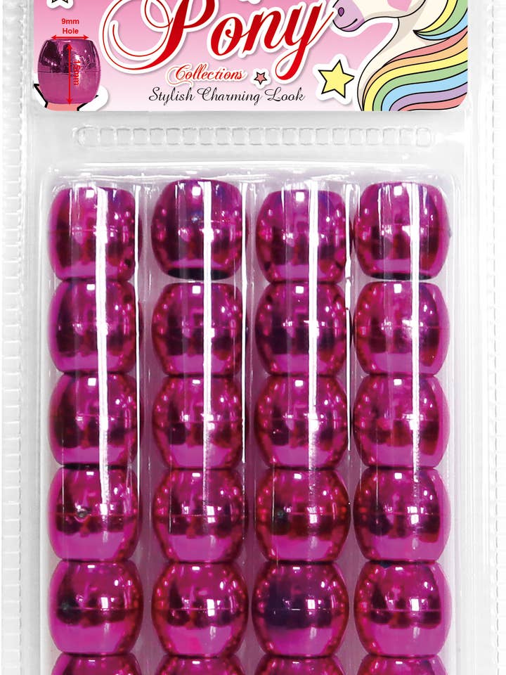 METALIC JUMBO ROUND BEADS (HOT PINK) for wholesale by MI Hair Distribution