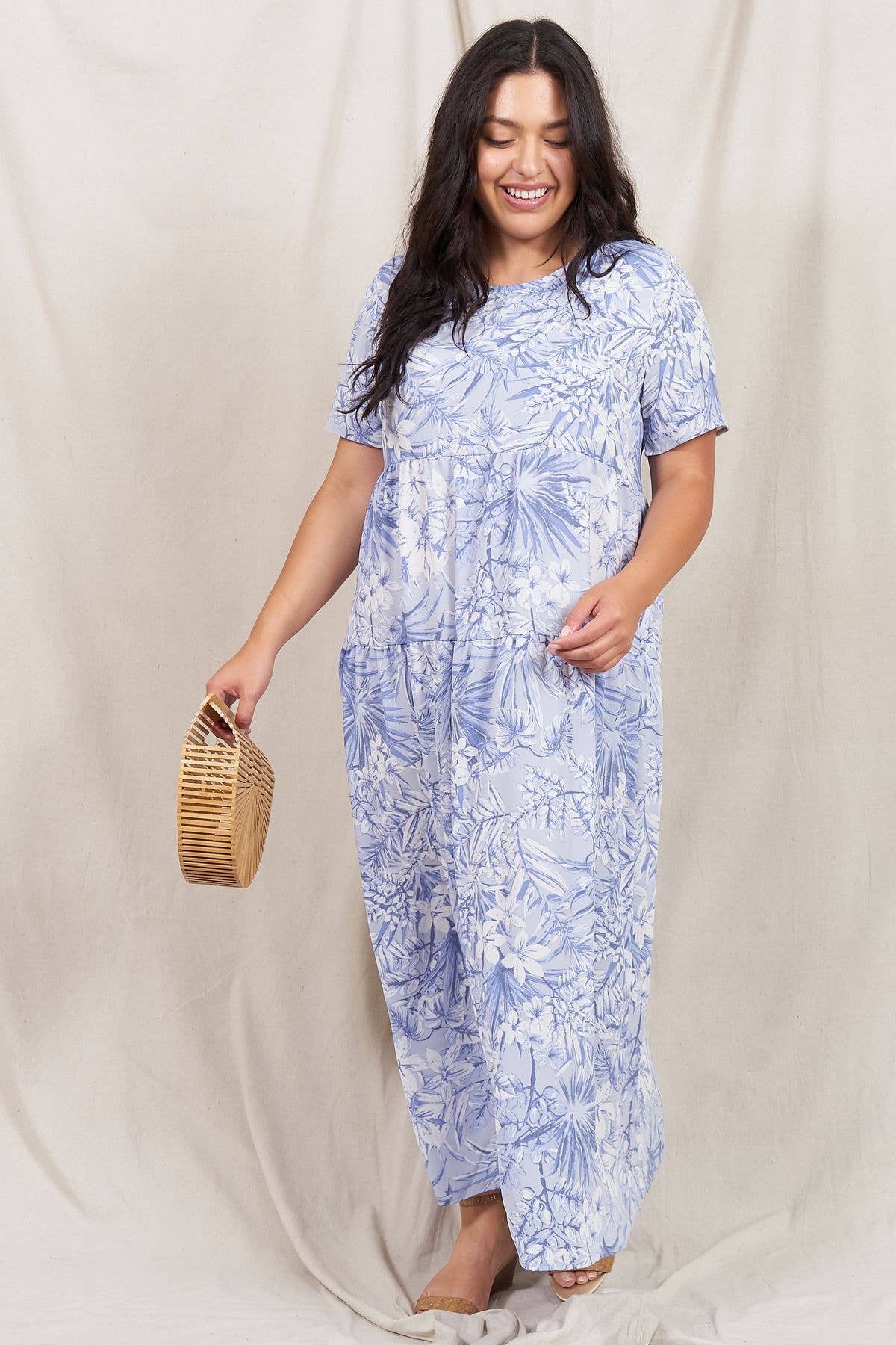 EG fashion - Vente Robe – femme - Robe longue fluide à volants Tropical Plus1