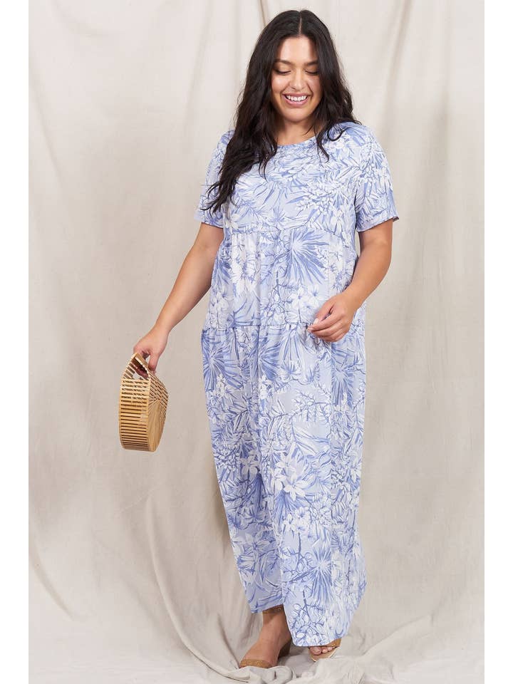 EG fashion - Vente Robe – femme - Robe longue fluide à volants Tropical Plus1