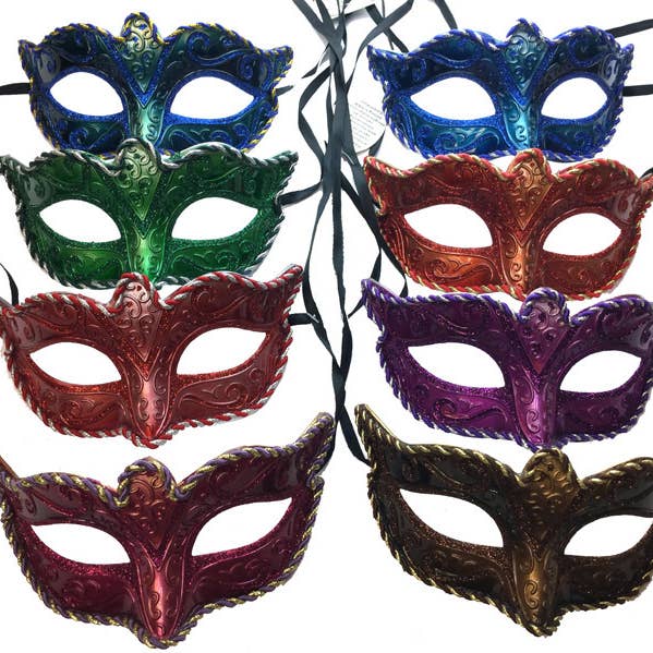Metallic Swirl Masquerade Masks — Assorted for wholesale by KBW Global Corp.