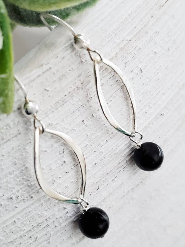 Sosie Designs - Wholesale Dangle Earrings - Silver Lotus Petal Crystal Pearls Earrings - Mystic Black2