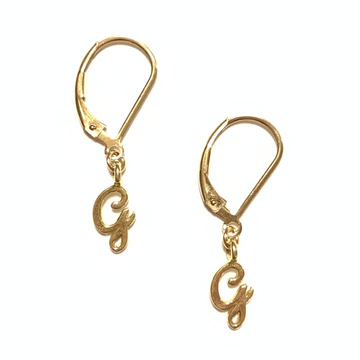 Initial Earrings – G – Gold Vermeil por atacado de Solid Design Studios