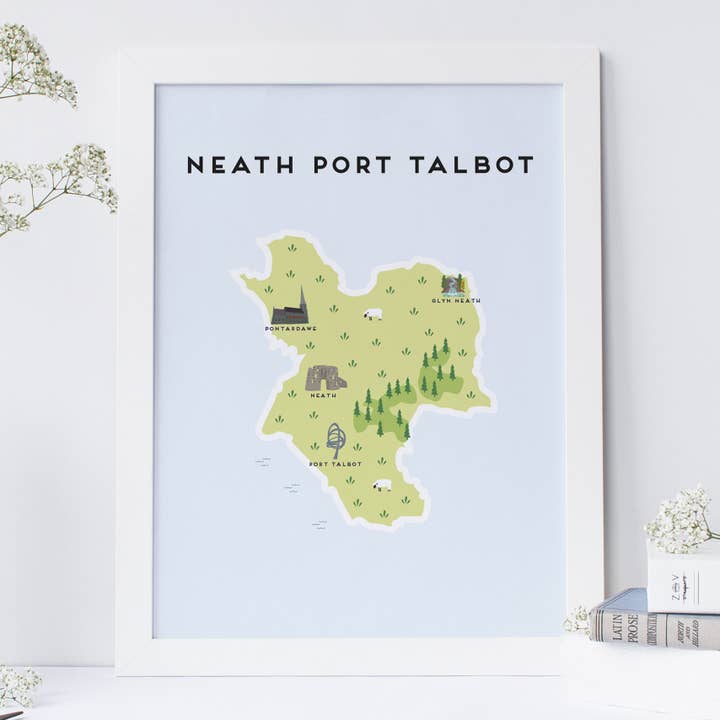 Carte - Neath Port Talbot pour la vente par Pepper Pot Studios