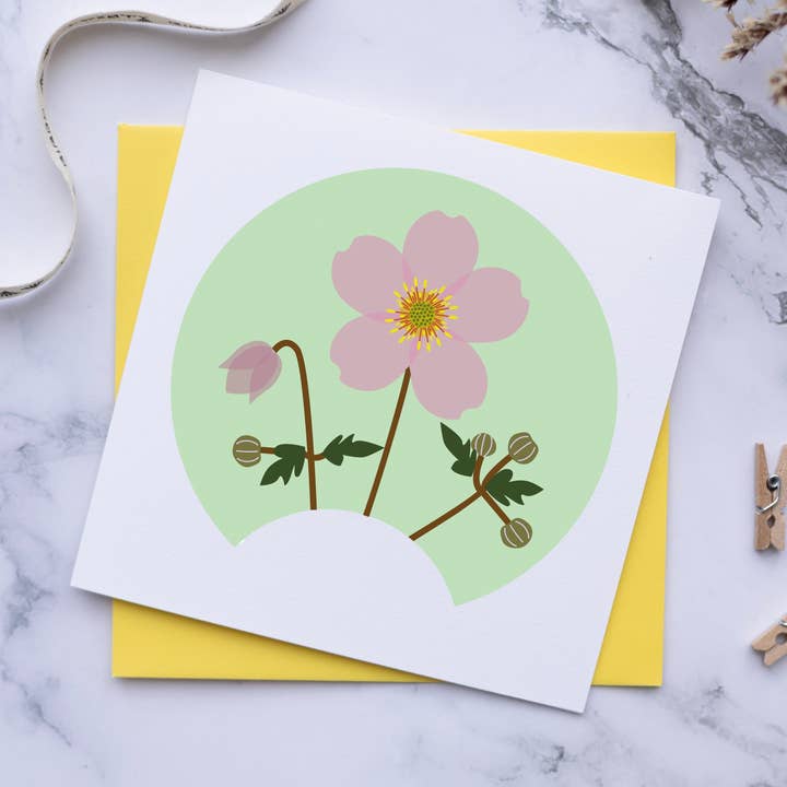 Petite Carte - Fleurs de Fin d'Été - Anémone pour la vente par Twenty Birds