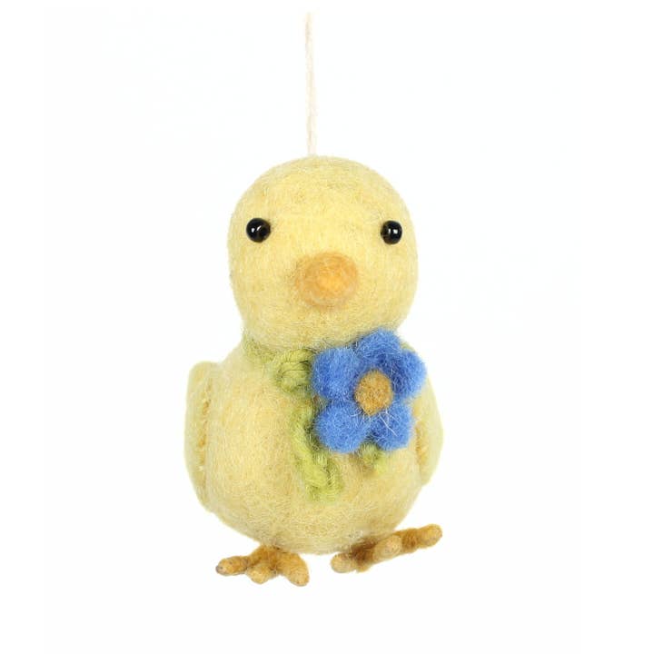 Easter - Little Chick with Flower, 6 for wholesale by Amica Accessories Ltd